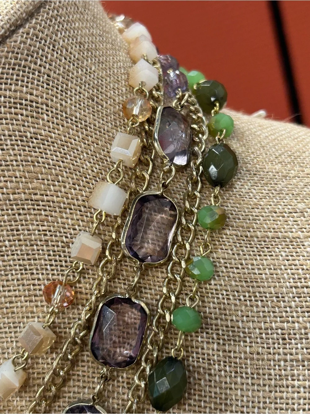 Beautiful multi strand glass and beaded necklace
